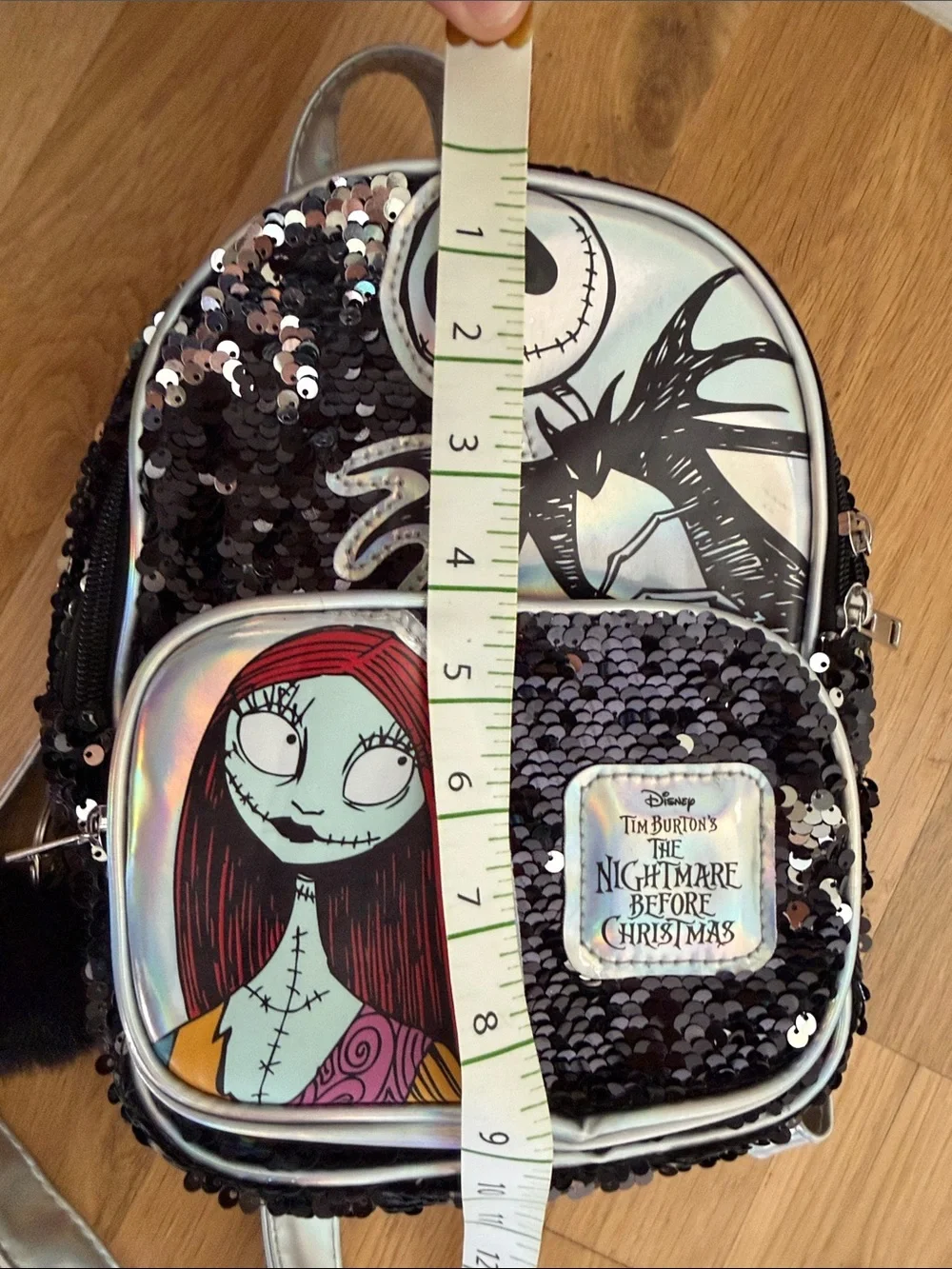 Disney Nightmare Before Christmas Sequin Mini Flip Sequin Backpack Black Silver